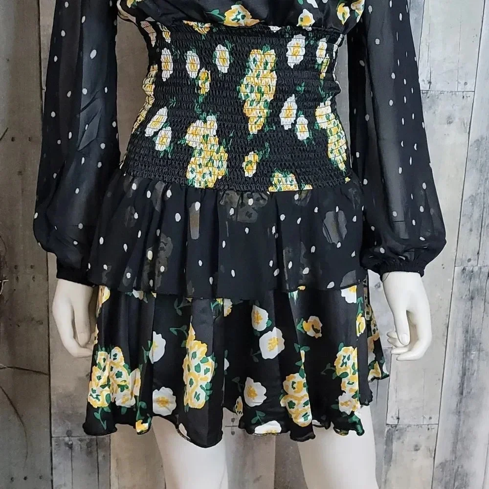 Foxiedox Anemone Smocked Mixed-Print Dress - Picture 4 of 14